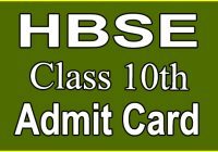 HBSE 10th Admit Card 2023
