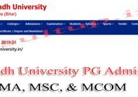 Magadh University PG Admission Date 2020