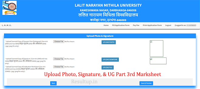 Upload Photo Signature Mark Sheet