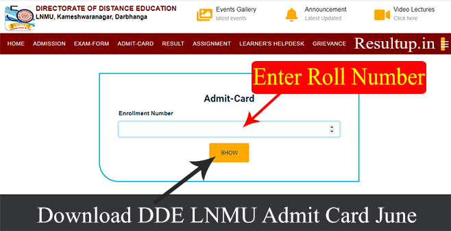 Download DDE LNMU Admit Card June