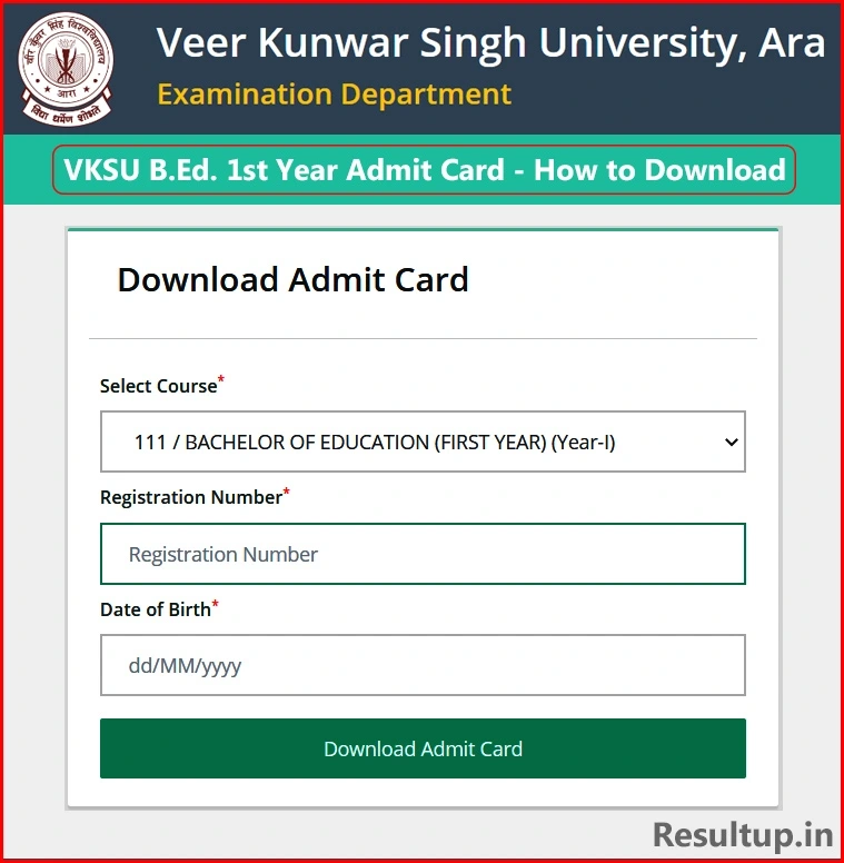 VKSU BEd First Year Admit Card-How to Download